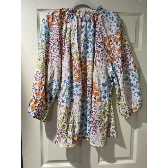 Harve Benard White Floral Tie Neck 3/4 Sleeve Blouse Size 3X Top A003305 - Picture 2 of 8